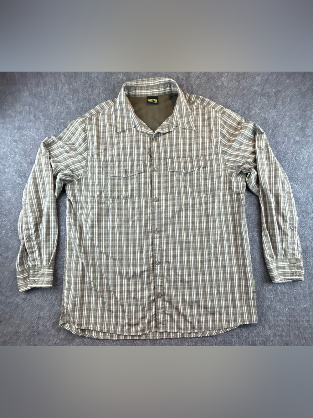 KOPPEN Men's Long Sleeve Plaid Button Down - XL No Fly Zone Insect Repellent